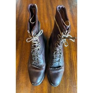 Vintage Boulet Leather Logger Boots Mens Workwear‎ Lace Up